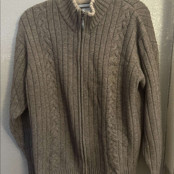 Columbia Other - Columbia XCO Men L grey wool blend full zip cardigan sweater cable knit